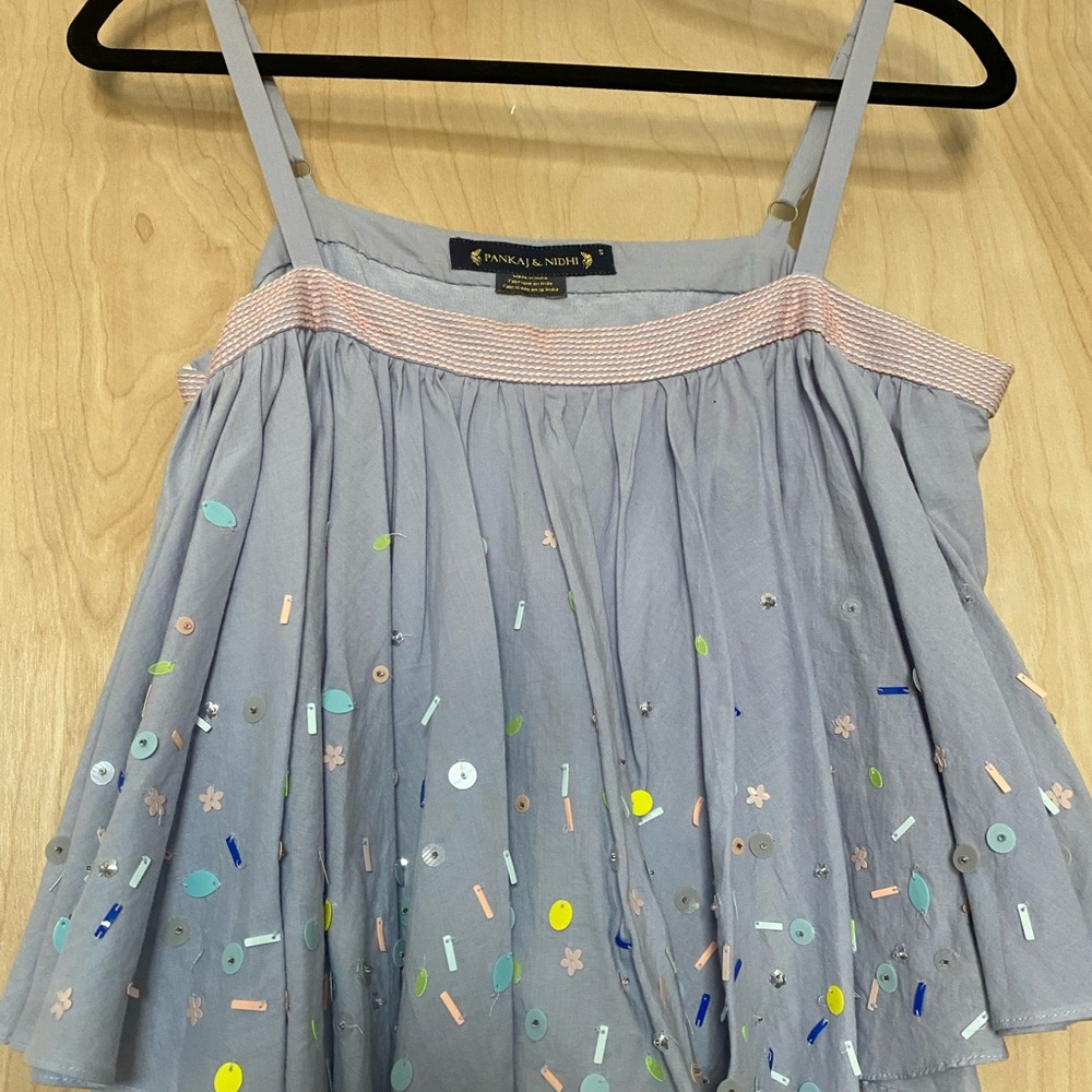 Anthropologie Pankaj & Nidhi Embellished Sequin Tank Top